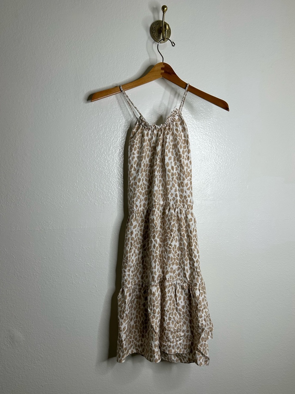 NWT Unsubscribed 100% Silk Giraffe Animal Print Halter Cinched Dress